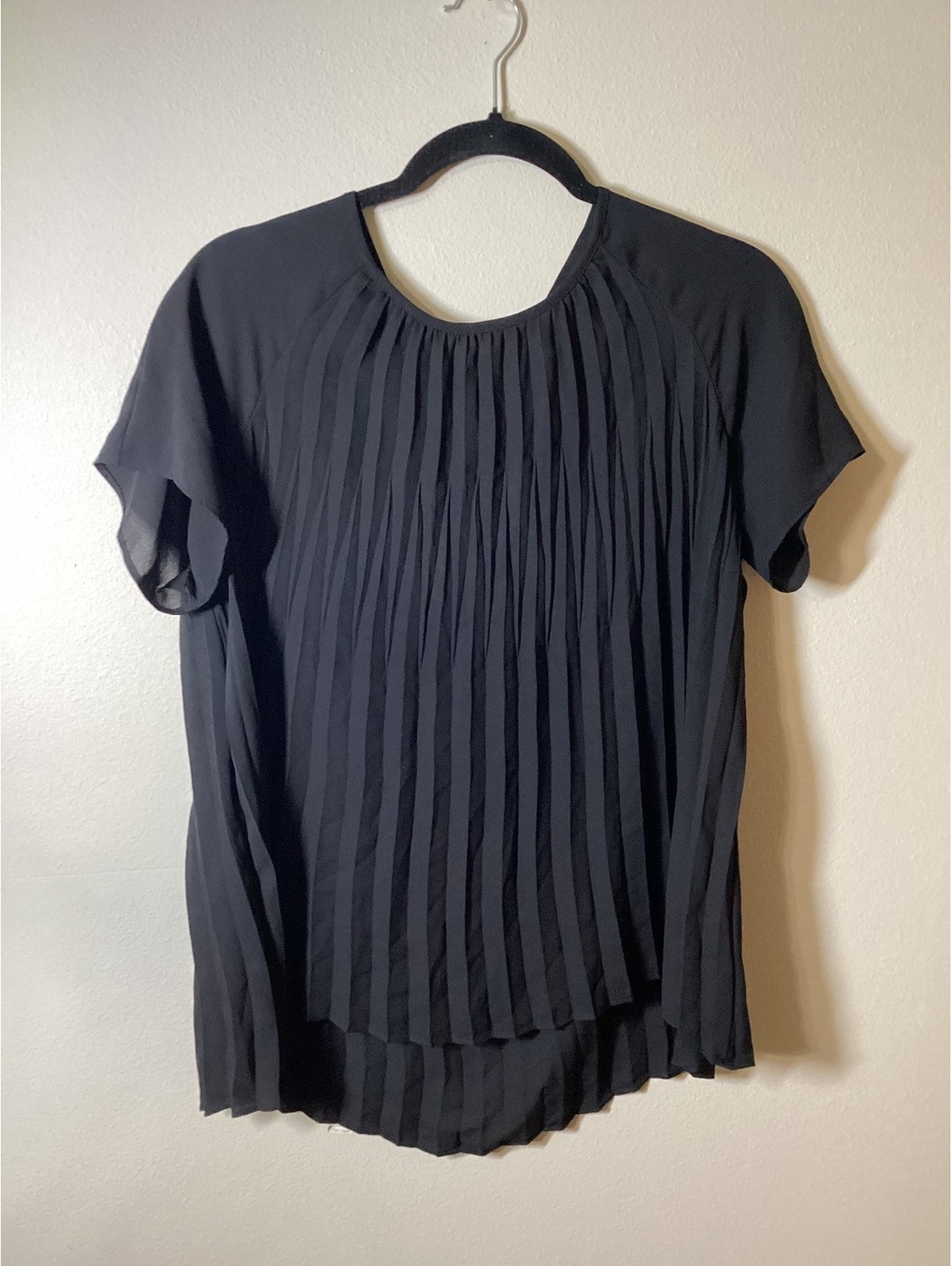 Michael Kors Black Pleated Short Sleeve Blouse Size S